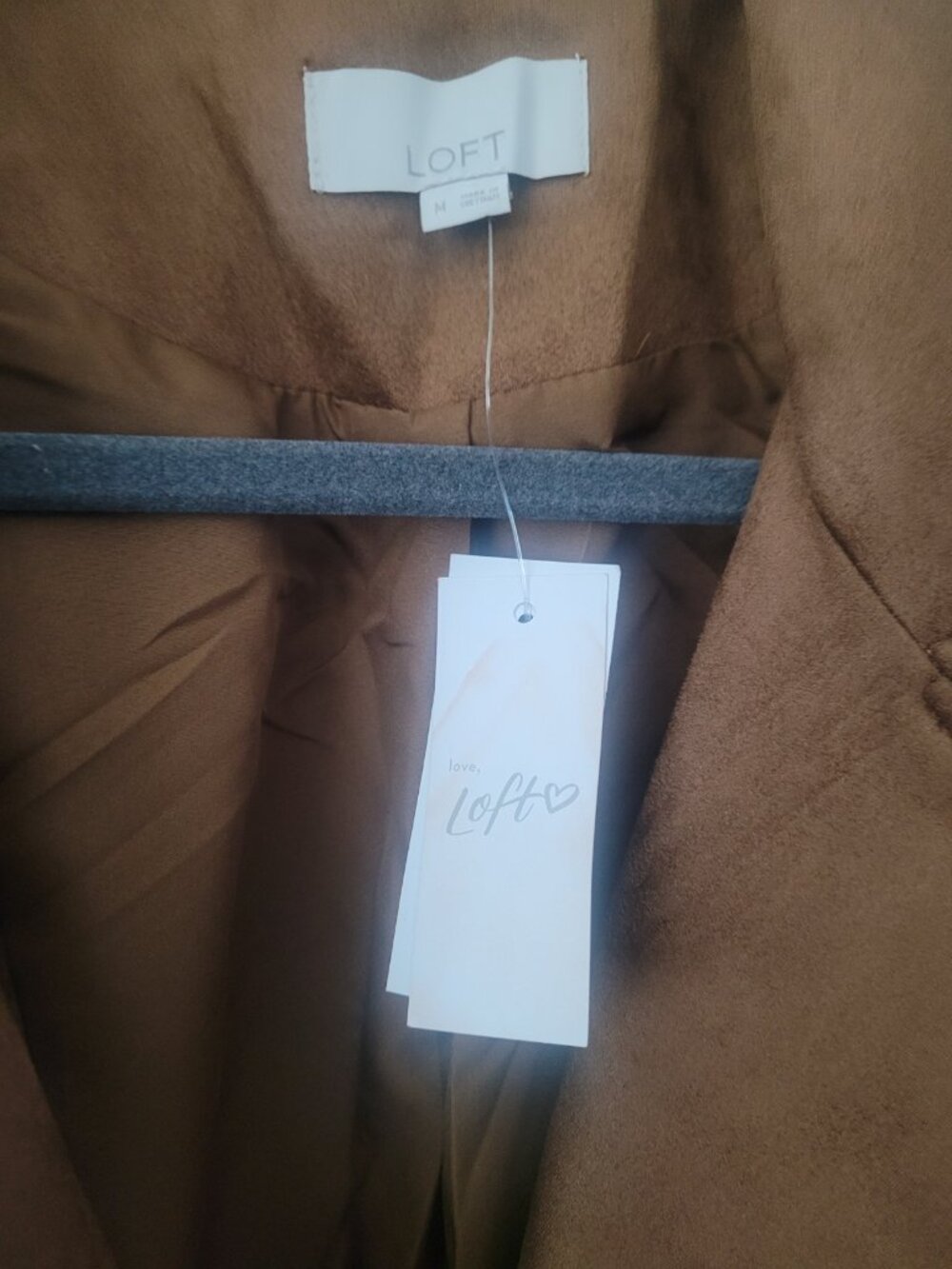 NWT LOFT Women's Faux Suede Moto Jacket Size M Brown/Tan - Picture 6 of 7